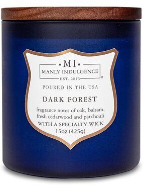Dark Forest Scented Candle for Men - Wood Wick, 15oz, Oak & Cedarwood - Long
